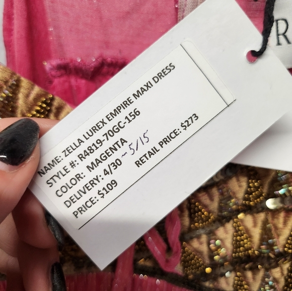NWT Raga Zella Lurex Empire Maxi Dress - Color Magenta No Size Tag Ptp 17" - Picture 7 of 15